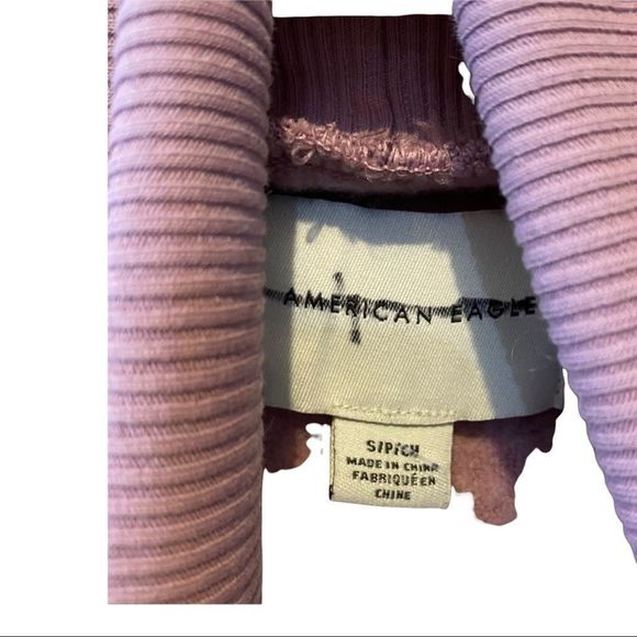 American Eagle oversized muted purple turtleneck sweater sweatshirt SMALL - Picture 3 of 7